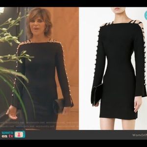 David Koma black long sleeve dress with metal ball embellishments